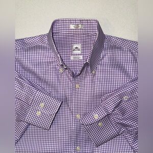 Peter Millar Crown Button Down Shirt Medium Purple Gingham Check 100% Cotton